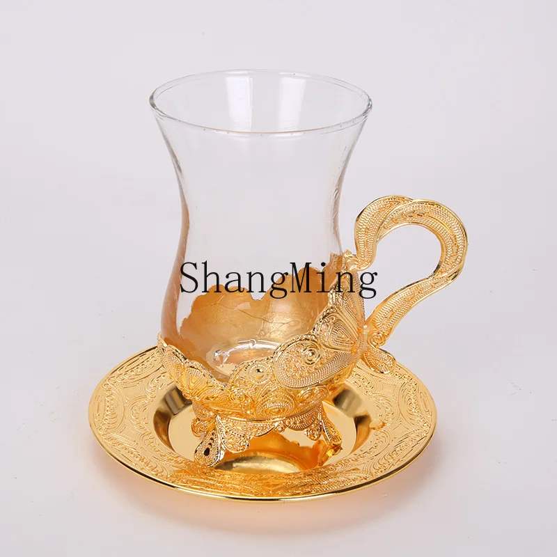 

PYH new zinc alloy exquisite craftsmanship metal coffee cup coffee set tea cup milk tea cup with saucer