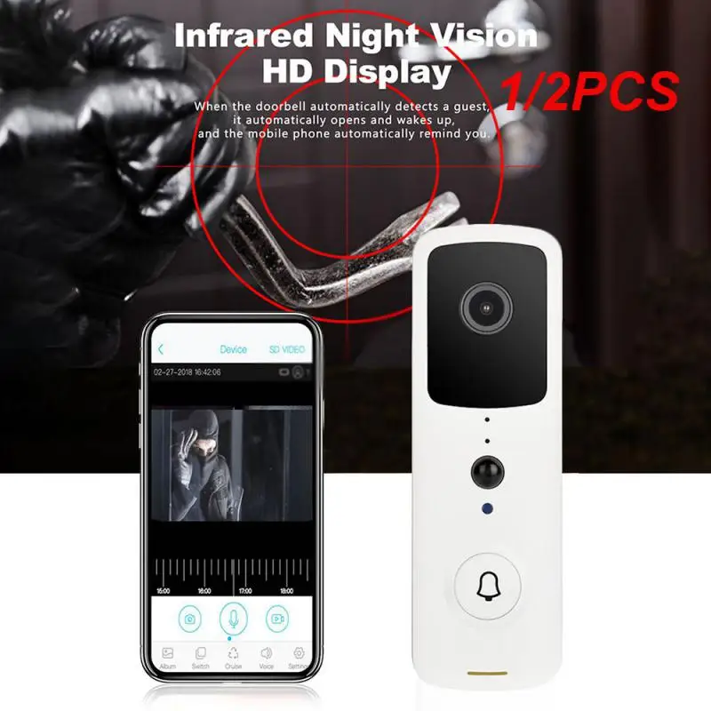 

1/2PCS Smart Video Doorbell Night Waterproof Digital Visual Intercom Tuya Wireless Doorbell New 1080p Home Security