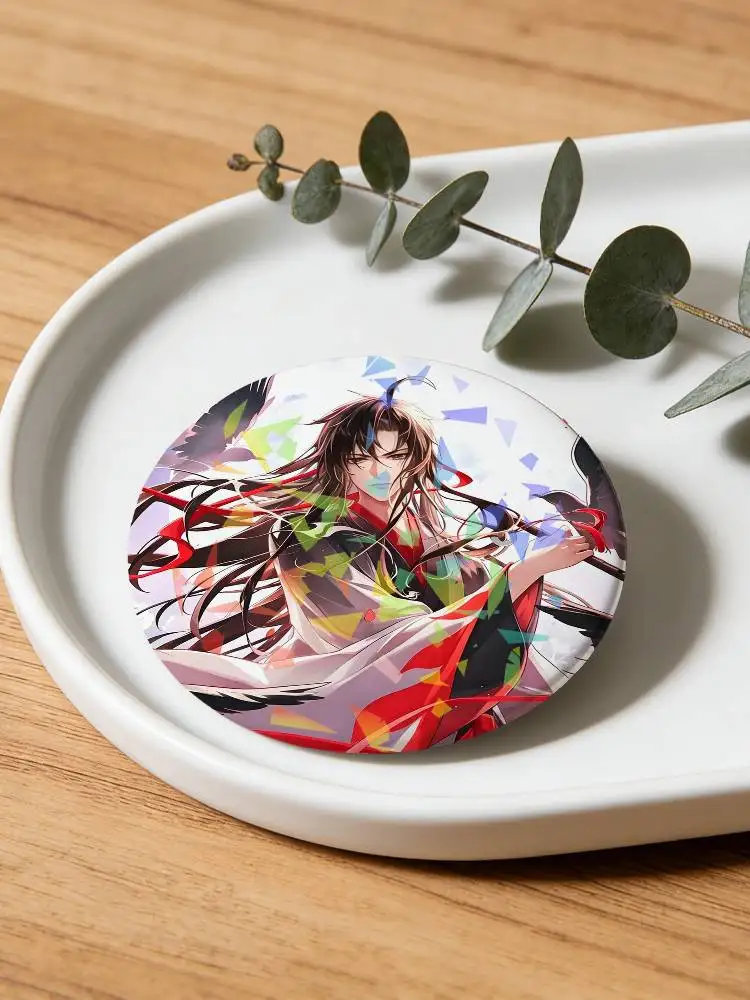 Anime Grandmaster of Demonic Cultivation Round Badge Lapel Pins for Backpacks Briefcase Laser Brooch Clothes Gifts