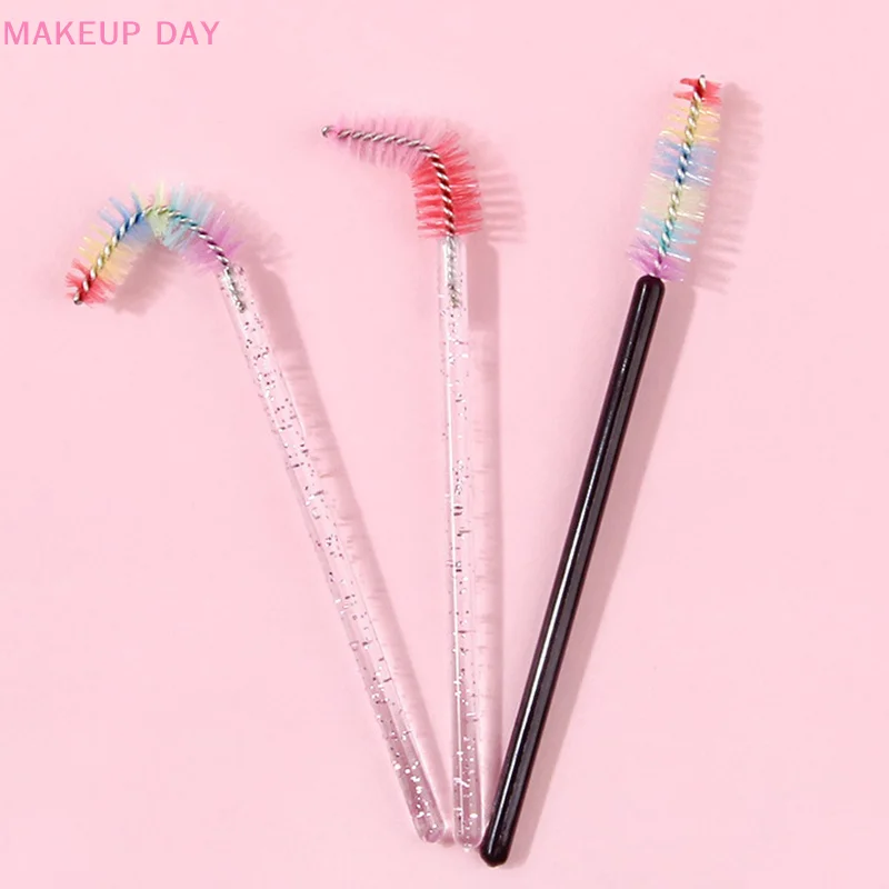 50Pcs Eyelash Brush Disposable Eyebrow Brushes Rainbow Mascara Wand Applicator Lash Extension Cosmetic Makeup Tools