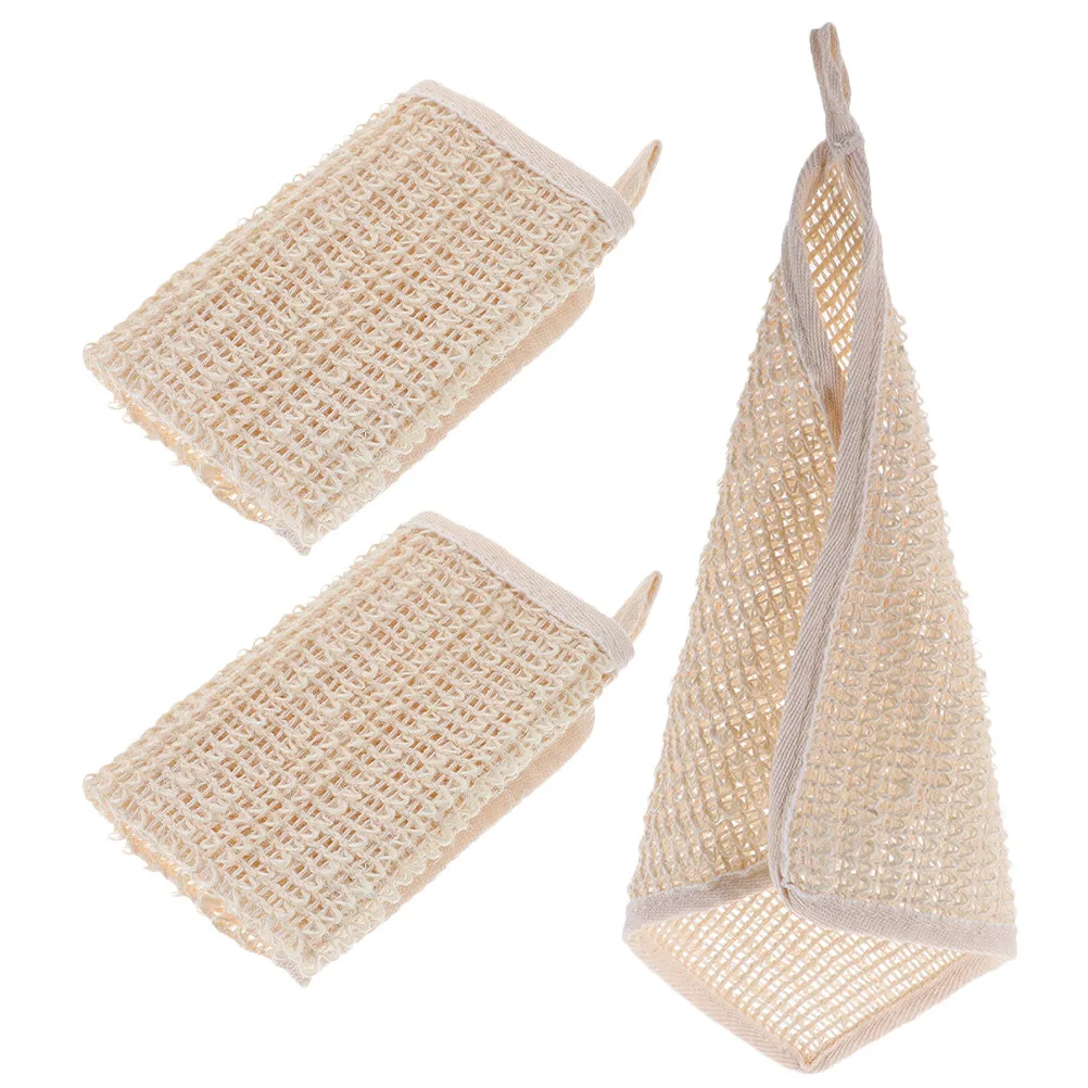 3pcs Facial Towel Set – Cotton Ramie Blend Exfoliating Wash Cloths for Face Body Bath Soft Gentle Family Size