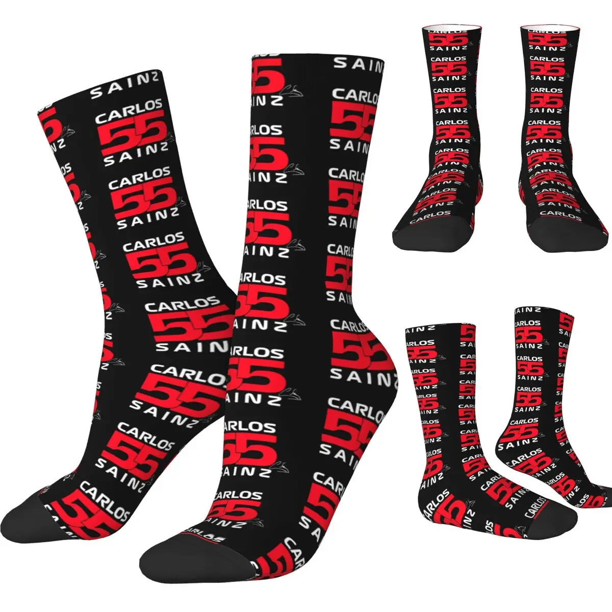 Sainz 55 Race Driver Socks Casual Stockings Men's Soft Breathable Skateboard Socks Autumn Pattern Non Slip Socks