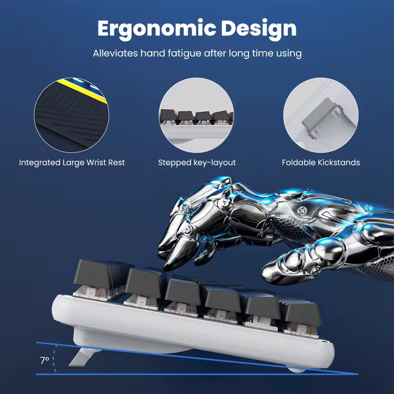 RK ROYAL KLUDGE RK918 Brazilian Portuguese Mechanical Keyboard 108 Keys RGB Backlight Gaming Keyboards with Side Lamp Hand Rest - Image 6