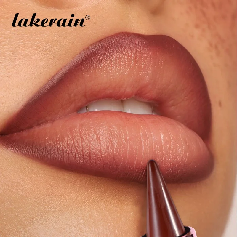 Puntige gradiënt lippenstift druif koffie bruine kleur mat soepel lip voering contourpotlood waterdicht sexy roze lippen make-up
