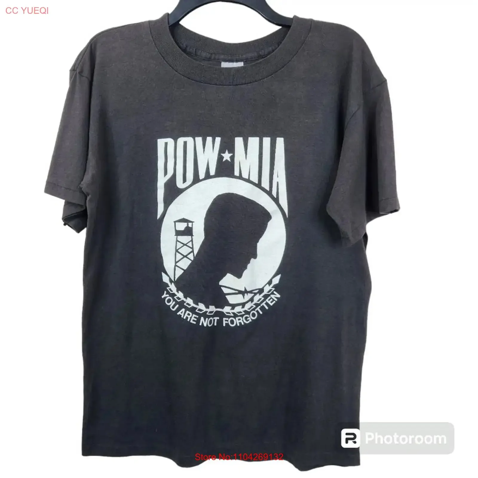T-shirt vintage POW MIA 1991 Memorial Day Weekend Americans Supporting, taille L, style délavé, vêtements de créateur élégants et doux