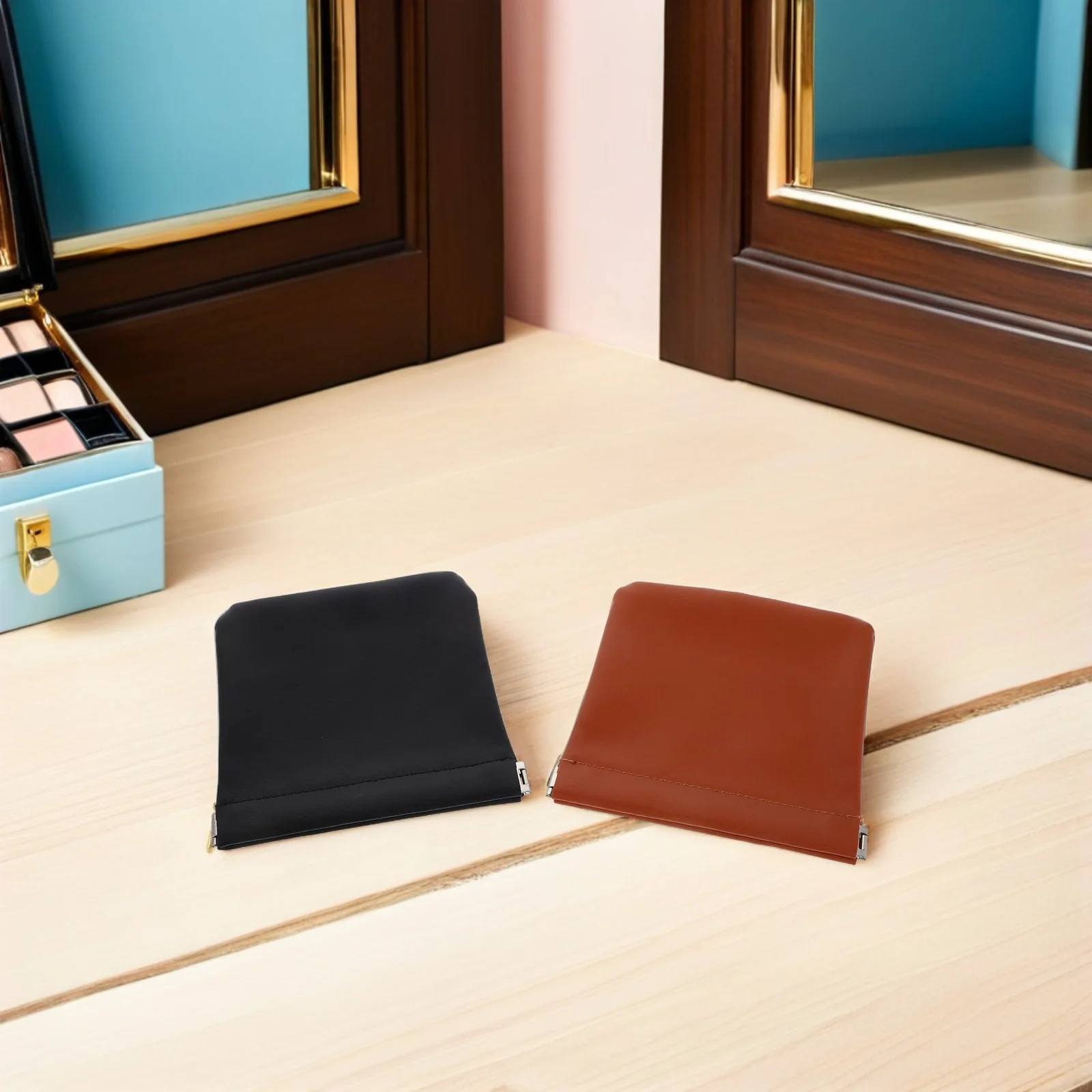 

6Pcs Automatic Closing Self-Closing Mini Toiletry Bags Small Makeup Pouches Portable Pocket Organizer for Travel Jewelry