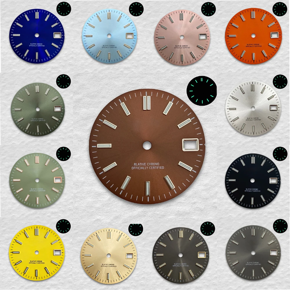 

High Quality 28.5mm S Logo NH35 Dial sunray Dial Day just Mod fit NH35/NH36 Movement Fit 3/3.8 o'clock Crown NH35 Accessories