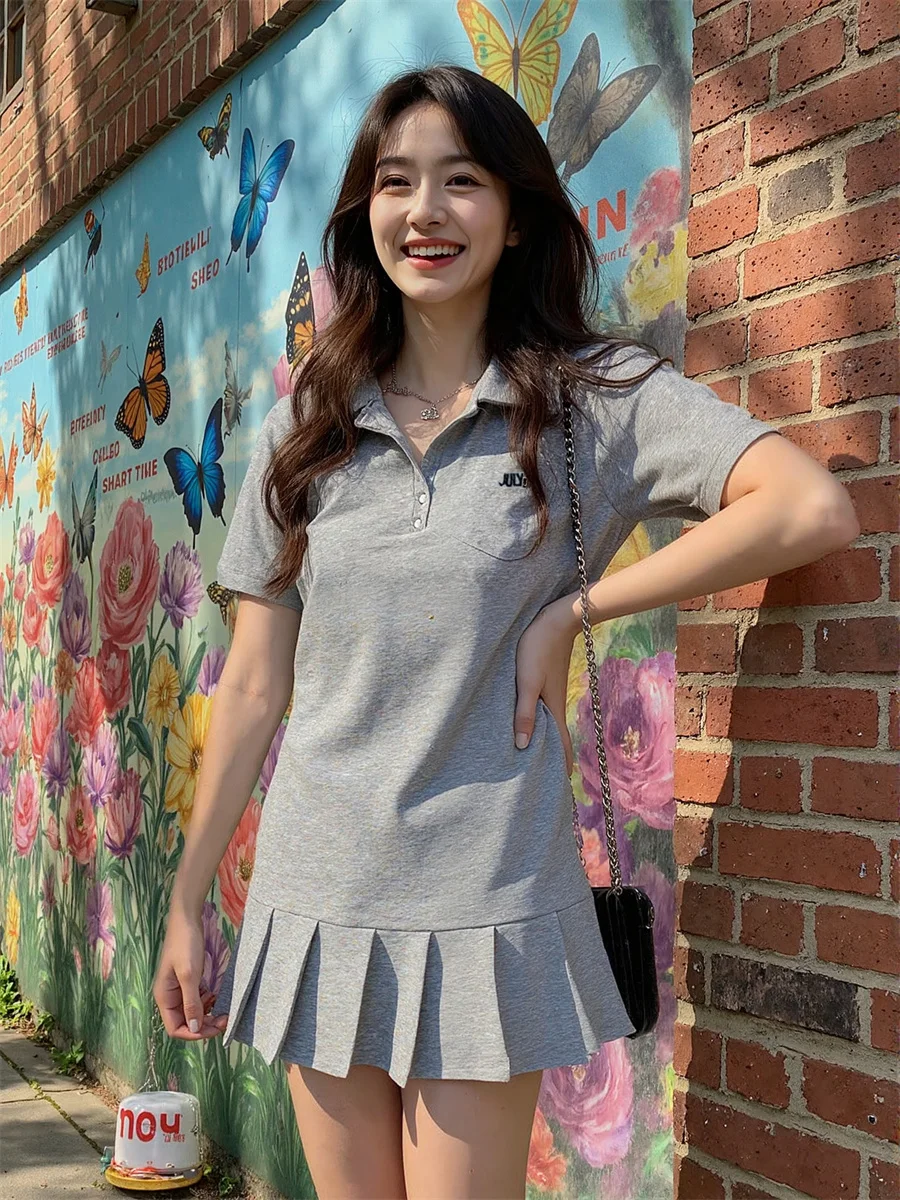 Abiti casual da donna Stile sportivo Pieghettato Vintage Retro Modello a pois Cerchio Altalena Svasata A-Line Dolce femminile Elegante