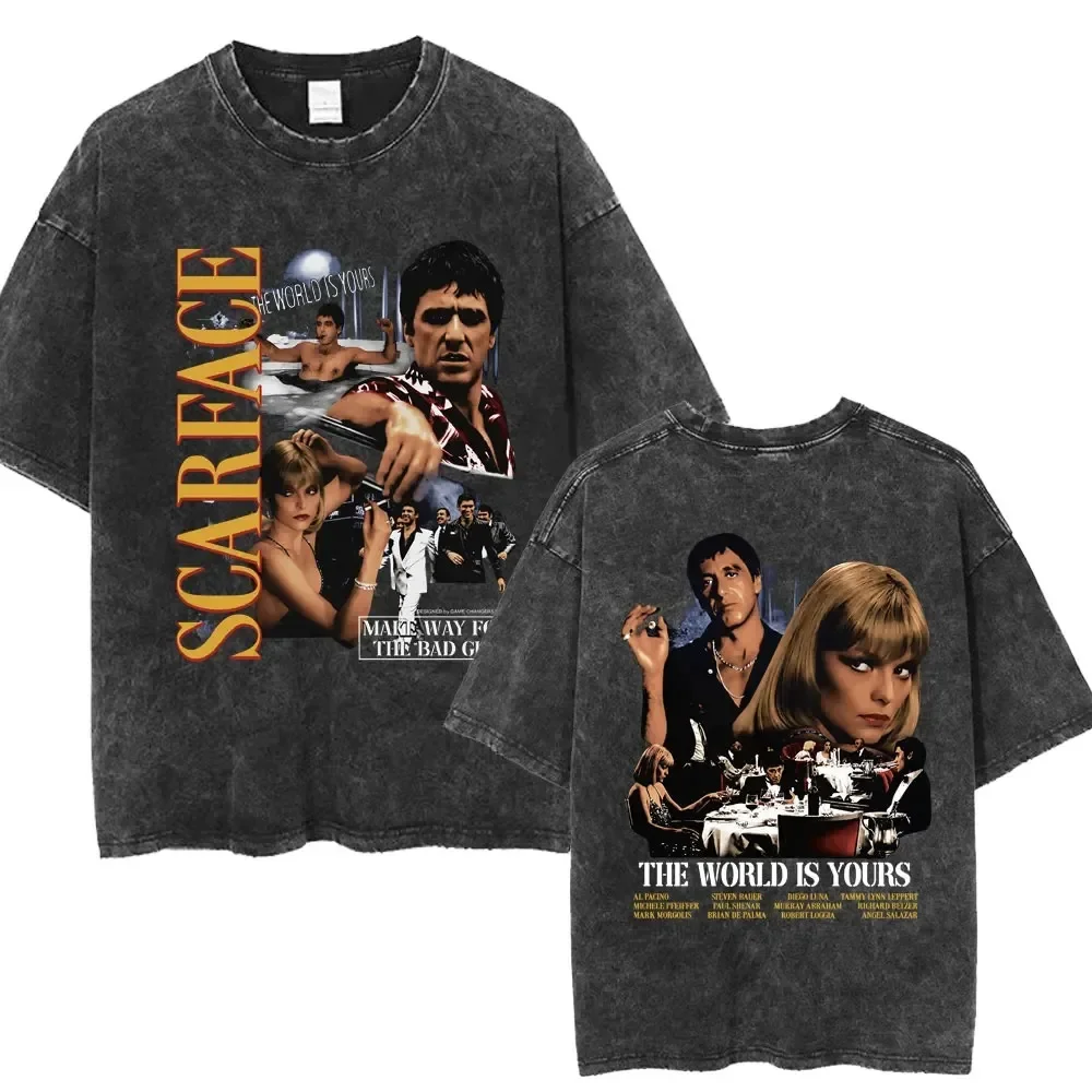 Scarface Movie Always Tell The Truth Even When I Lie Tony Montana Washed T-shirt Men Fashion Vintage Punk Cotton T-shirts Unisex