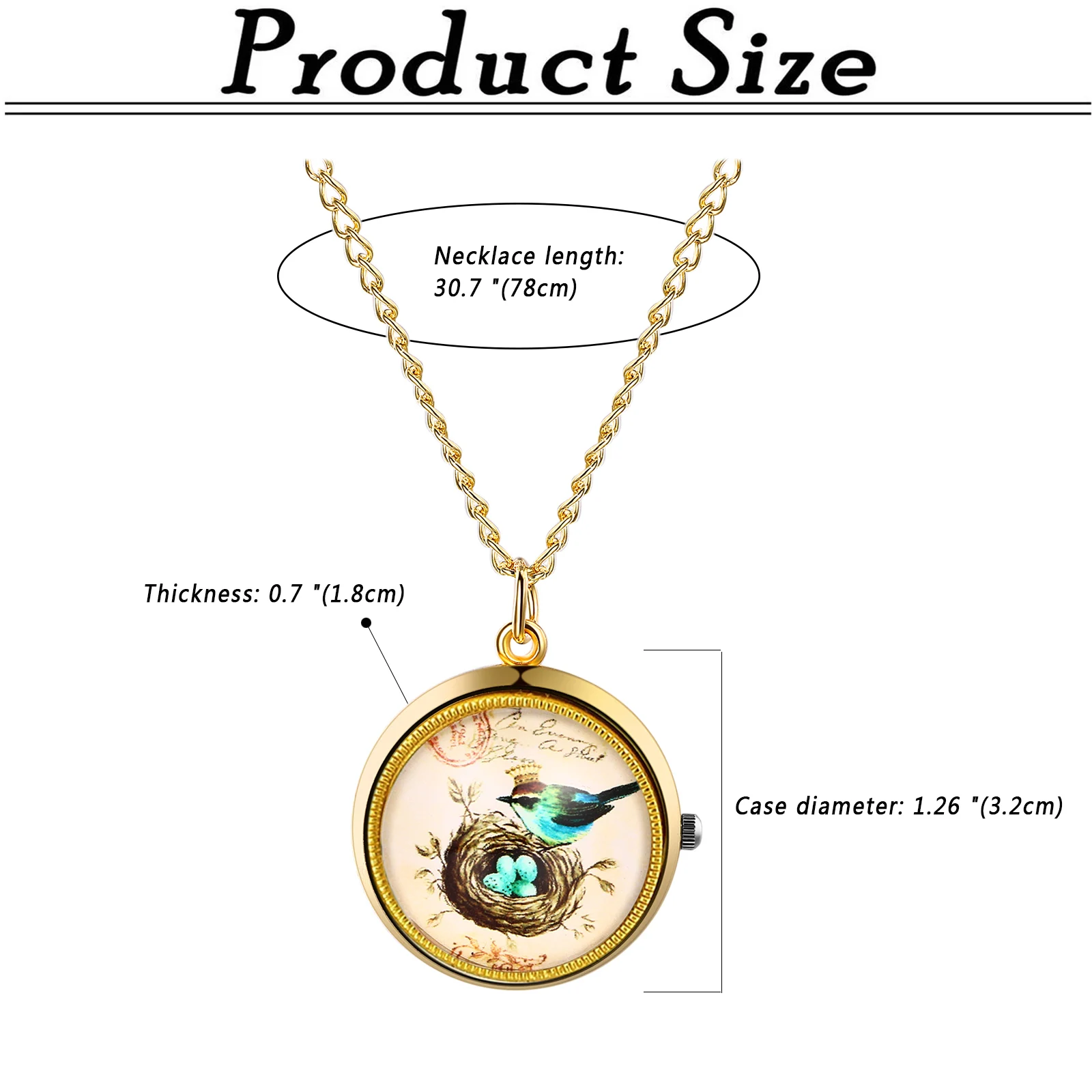 Lancardo Vintage Bronze Rotatable Case Bird Flower Creative Fashion Quartz Pocket Watch Men Women Pendant Necklace Chain Gift