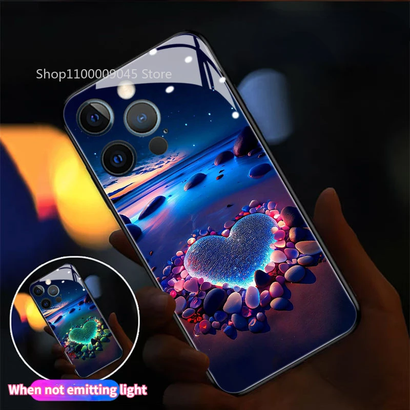 

Love Beach Incoming LED Phone Case Flash Glass Cover For For Samsung S24 S23 S22 S21 Note 10 20 Plus Ultra A54 A53 A52 A51 A32