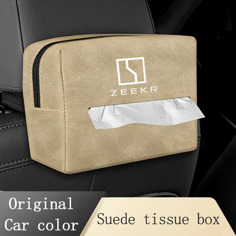 2024 for Zeekr 001 009 Zeekr X Car Suede Tissue Bag Protector Cover Seat Back Tissue Box Car Paper Holder Bags Accessories