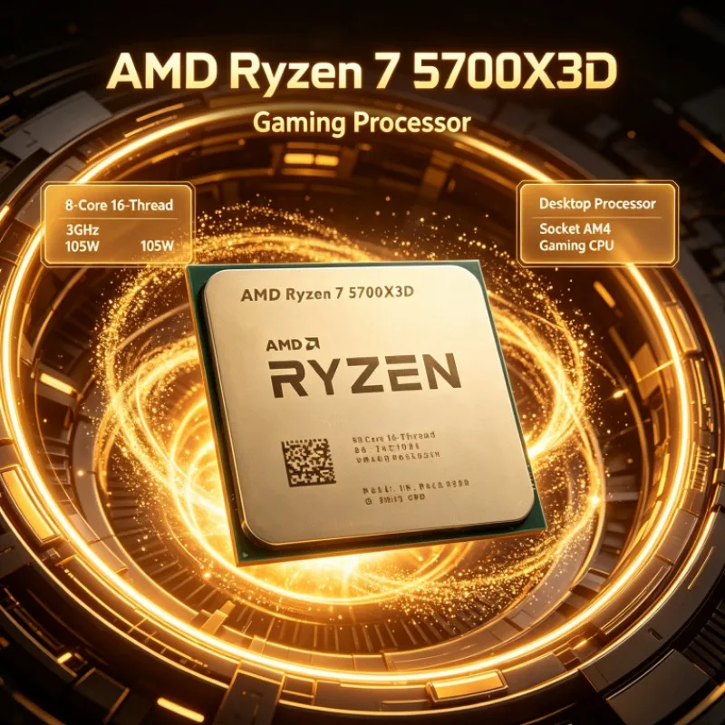 Ryzen 7 5700X3D AMD Desktop Computer CPU 8 Cores 16 Threads 3.0GHz 105W Socket AM4 DDR4 Processor