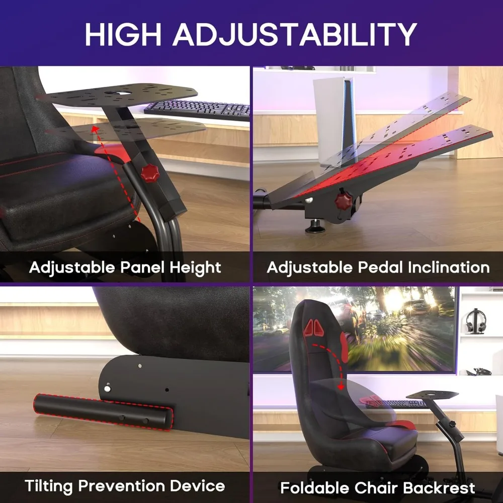 Kokpit Racing Simulator Stojak na kierownicę z siedziskiem Fotel do gier Kokpit Sim Racing