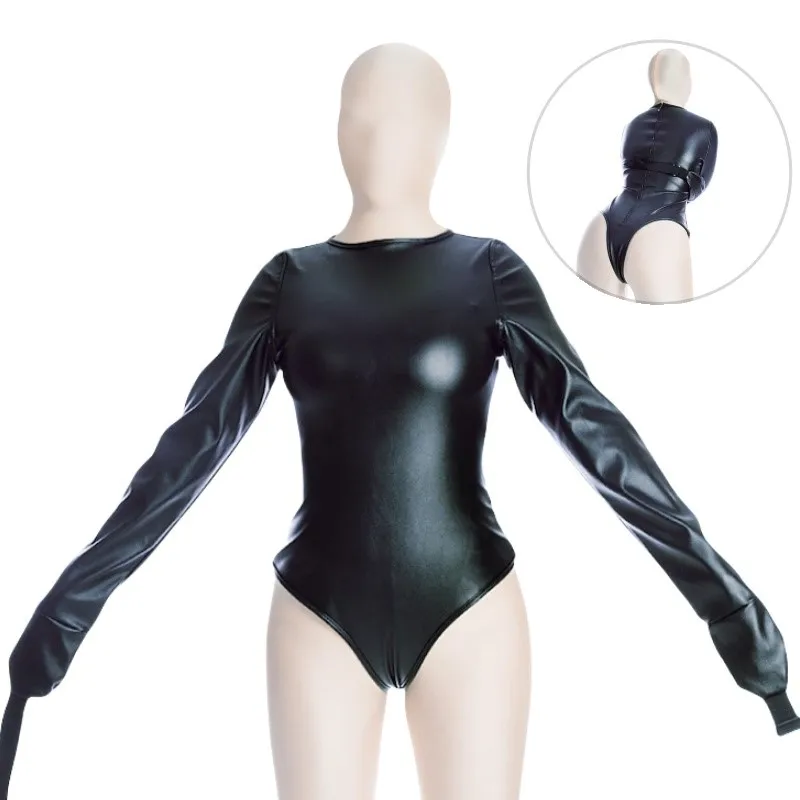 Sexy Fitness Jumpsuit Shapewear with Fetish Slave Ribbon Bondage Mummy Restraint Bags for Couple BDSM Flirting Sex Toys