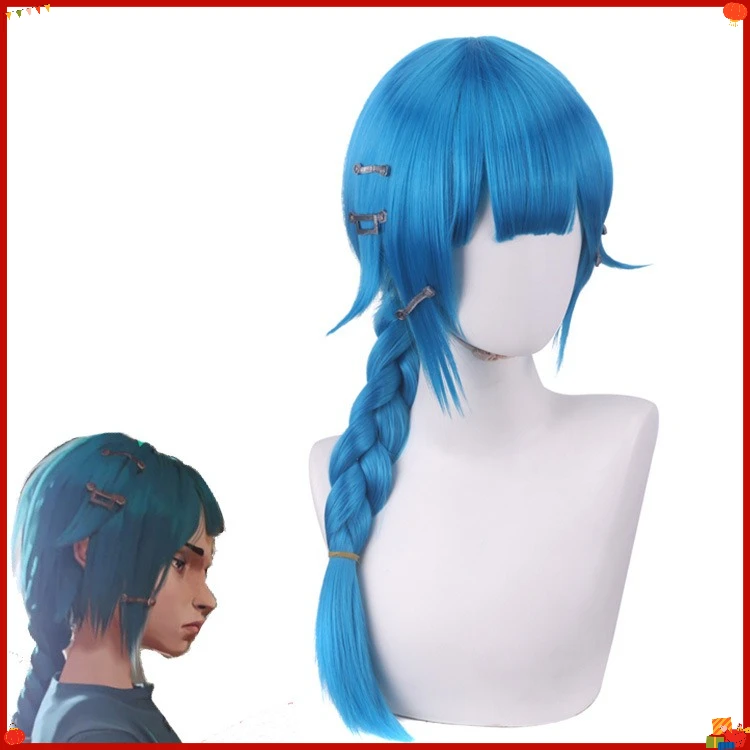 Synthetic Braid Ponytail Wig Inspired By Twin-City Hero Jinx Childhood Style Anime Cosplay Costume Heat Resistant Fiber Hair