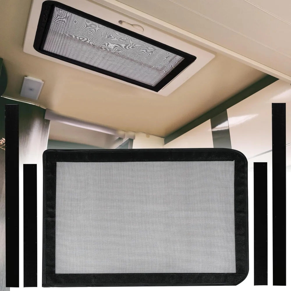 RV Roof Vent Insect Screen Mesh RV Skylight Window Screen Shade Mesh With Hook And Loop For Mobile Home, Camper, Travel Trailer