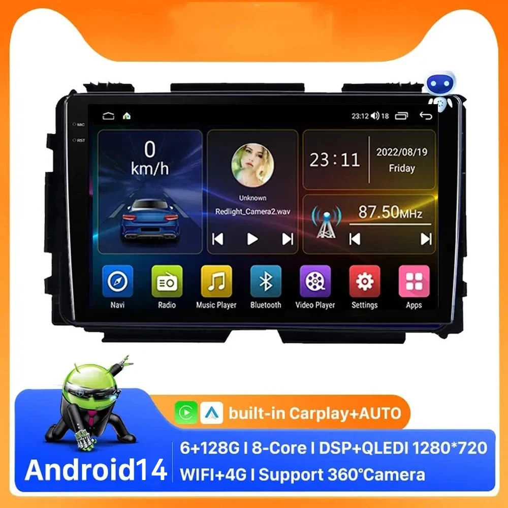 4G Android 14.0 Car Radio GPS 2 Din for Honda HRV H RV Vezel XRV 2013- 2018 Multimedia Video Player Auto Stereo Screen Carplay