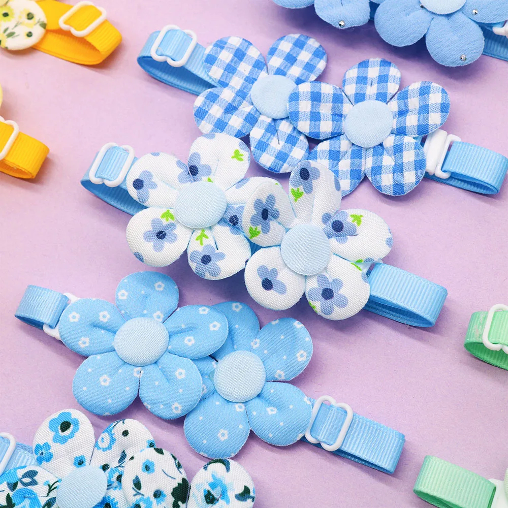 10PCS Flower Shape Sweet Dog Bowties Adjustable Puppy Bowknots Colorful Small Dog Cat Necklaces Pet Supplies For Dogs - view 5