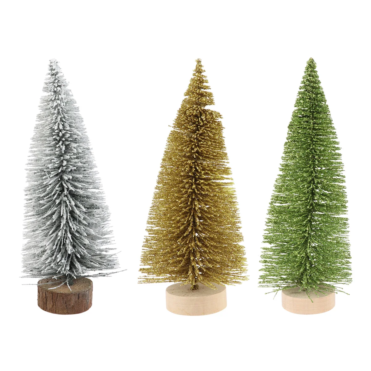 

2 PCS Mini Christmas Tree Ornament Miniature Decorations Flocked Ornaments Bamboo Trees Tabletop