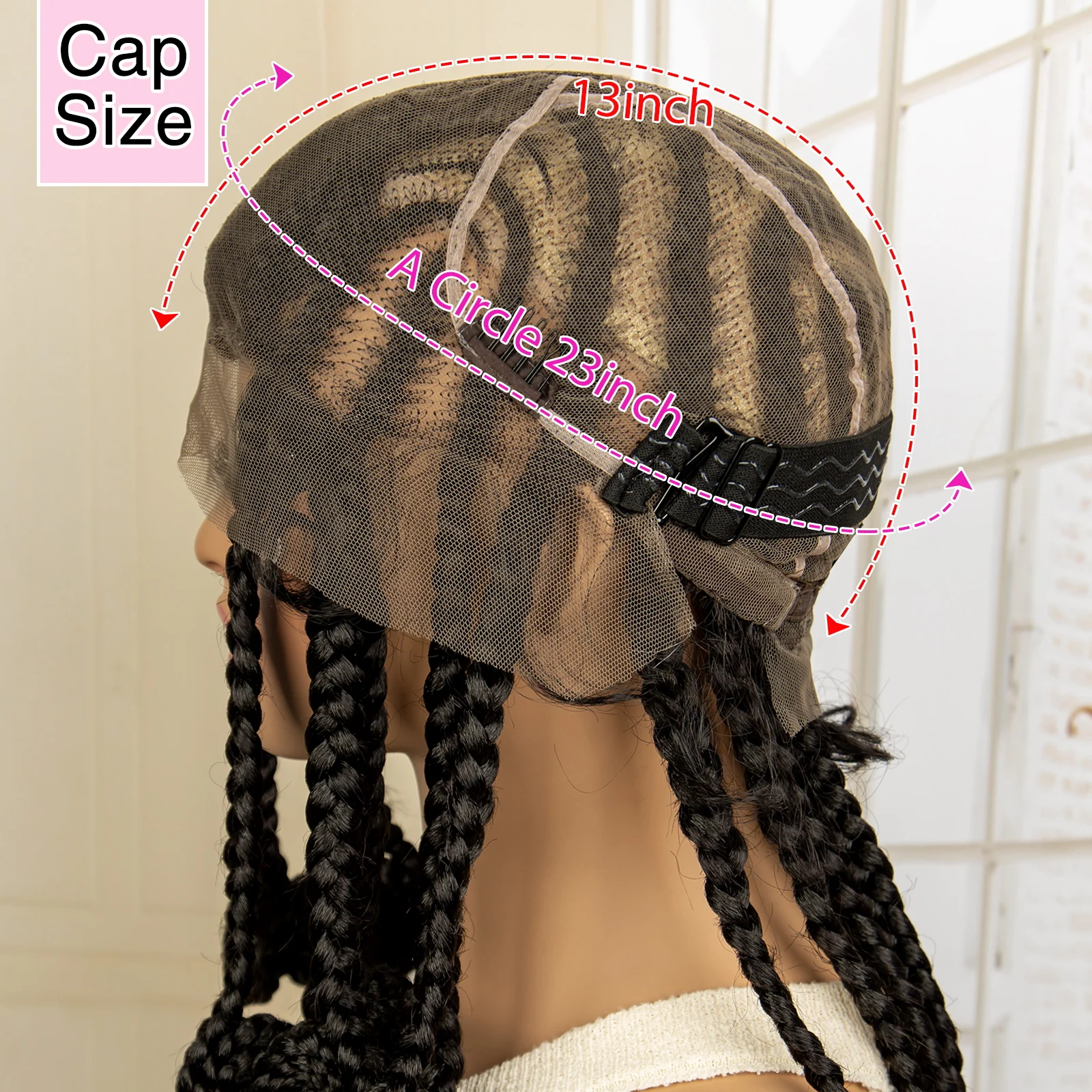 Wig kepang Cornrow 18 inci sintetis transparan HD penuh renda Afrika Bantu Wig kepang dengan rambut bayi UNTUK WANITA HITAM