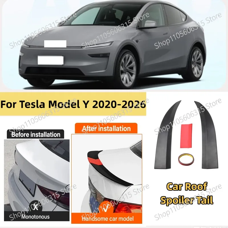 For Tesla Model Y 2020-2026 3-Section ABS Rear Trunk Spoiler 115-125cm Adjustable Sports Decor Top Wing Car Exterior Parts