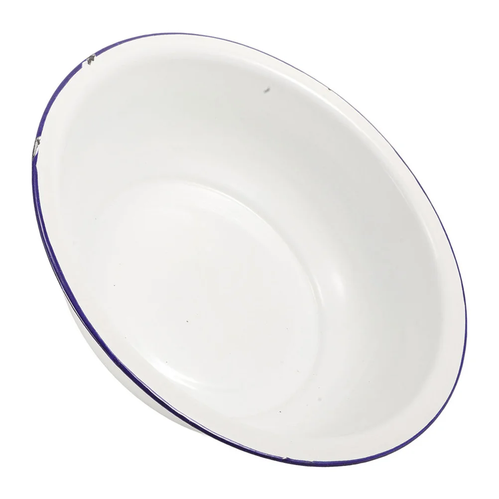 

Vintage Enamel Basin For Soaking Laundry Portable White Foot Bath Tub Large Capacity Multifunctional Enamelware Bowl Home