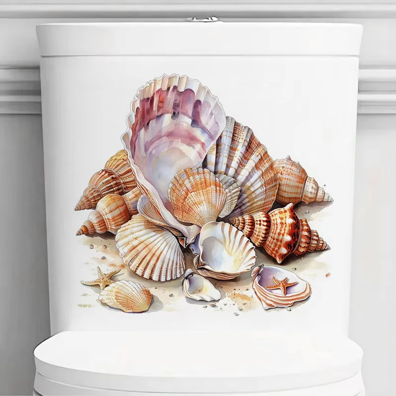 Watercolor Sea Shells Vinyl Decals Bright Bathroom Stickers for Home Decor Art Wall Paper Outdoor Indoor Use