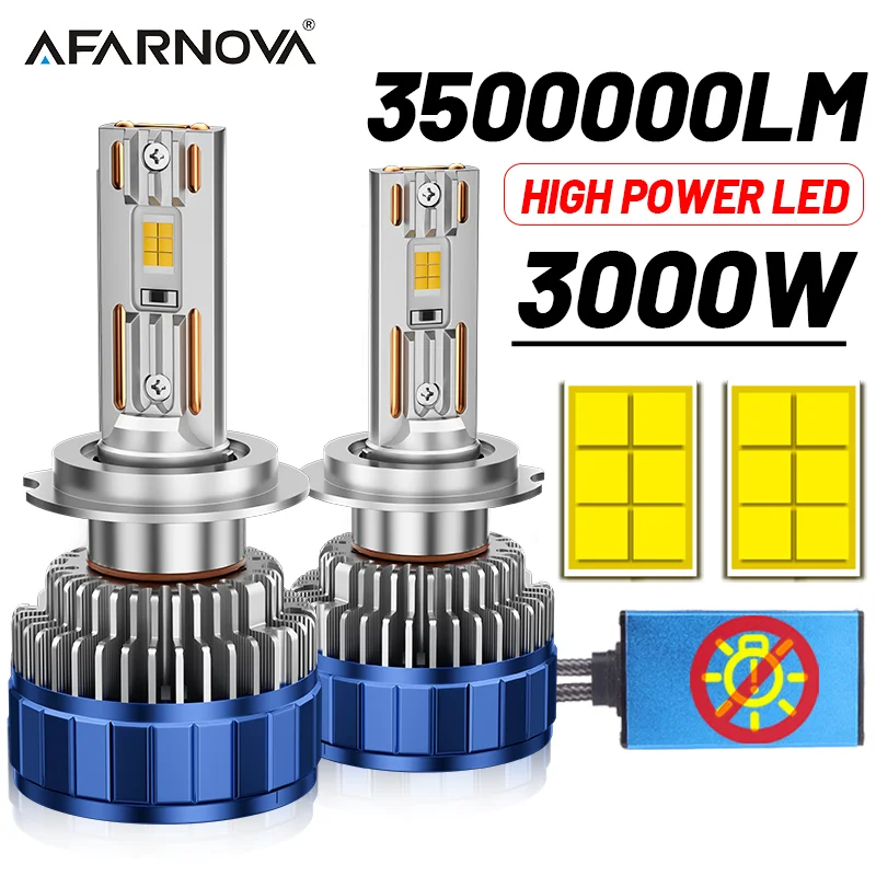 

Новое обновление H7 H11 H4 H1 Светодиодные лампы для фар 9005 HB3 9006 HB4 3000 Вт Высокая мощность 3500000LM Canbus Turbo Автоматическая лампа Противотуманная фара 6500K
