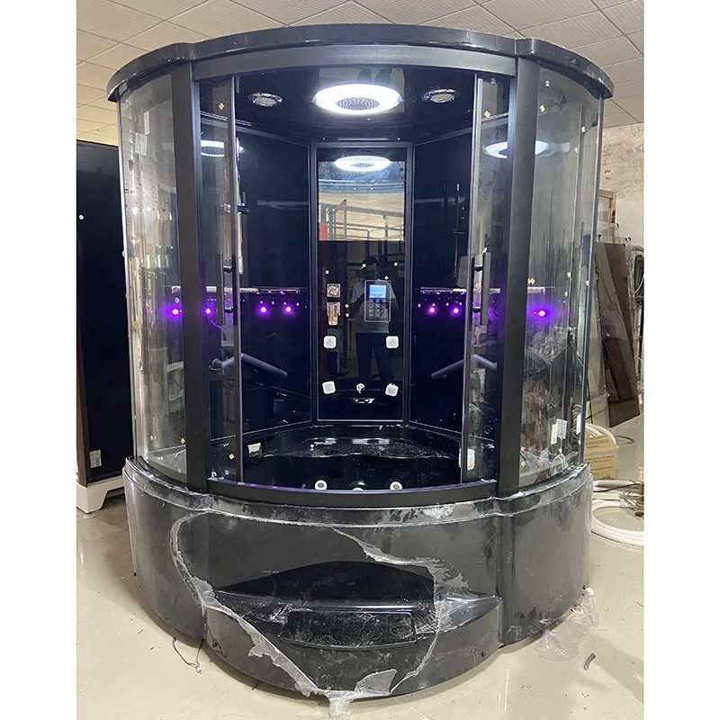 Black Aluminum Frame Massage Bath Shower Steam Sauna Enclosure Steam Shower Room Cabin