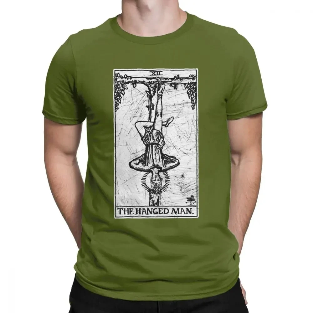 Men\'s The Hanged Man Tarot Card Major Arcana Fortune Telling Occult T Shirts Pure Cotton Short Sleeve Tee Shirt Present T-Shirts