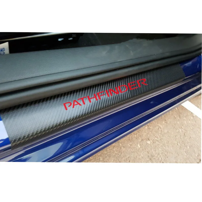 Car Sticker for Nissan Pathfinder Carbon Fiber Vinyl Sticker Car Door Sill Protector Scuff Plate Car Accessories 4pcs view 2