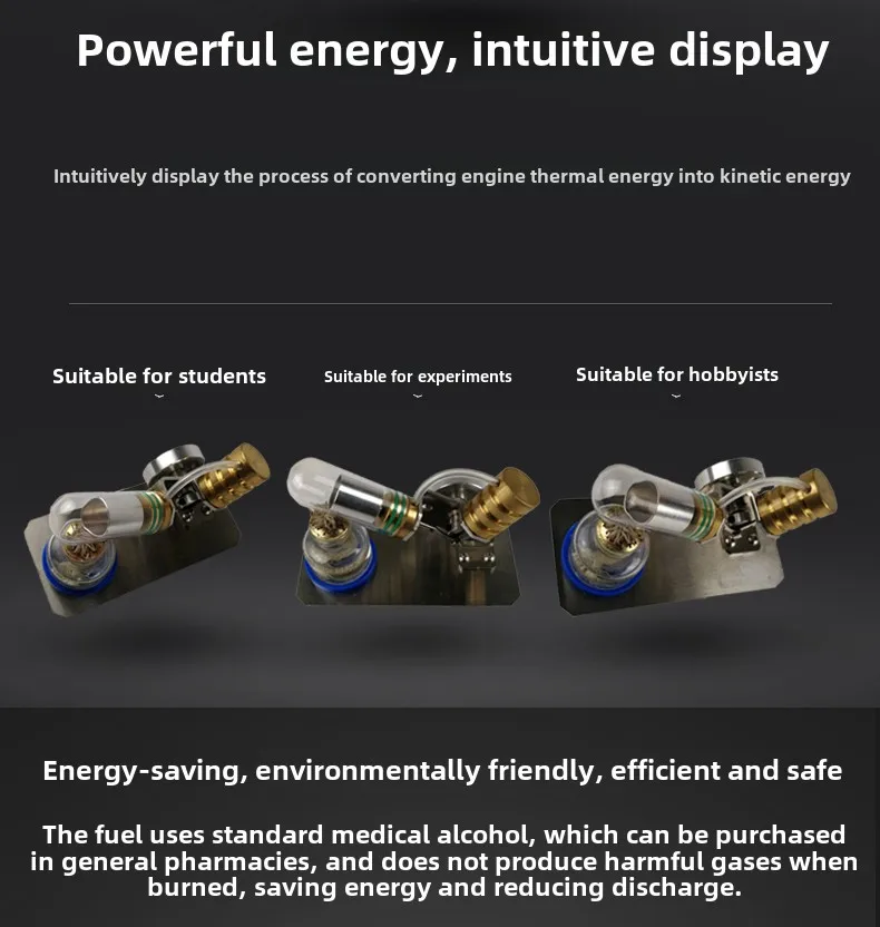 V-shaped Stirling engine external gas engine mini mini generator birthday gift steam model scientific experiment