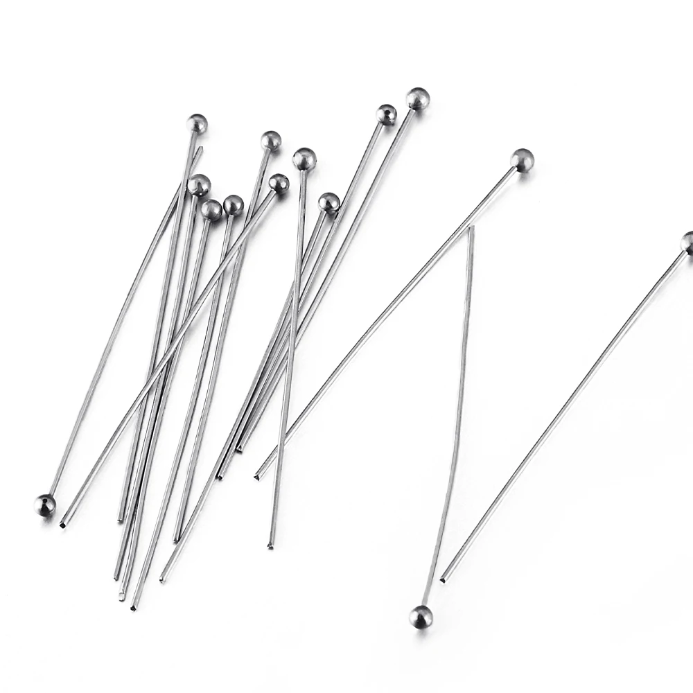 100pcs Stainless Steel Ball Head Pins for DIY Jewelry Making 12-40mm Head Pins Needlework Handmade Components Findings