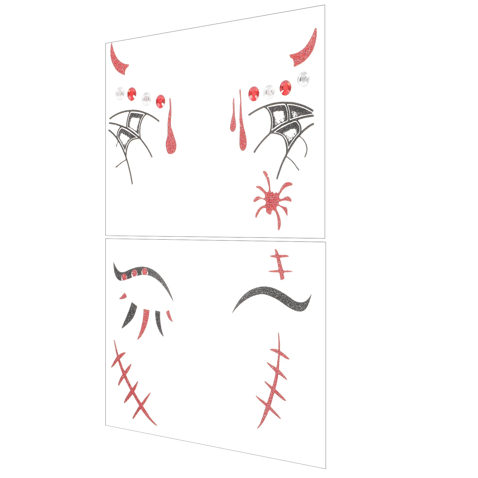 

2Sheets Eyeliner Mount Decorations Halloween Face Temporary Tattoos for Kids Party Supplies Stickers Safe Cosplay Festival