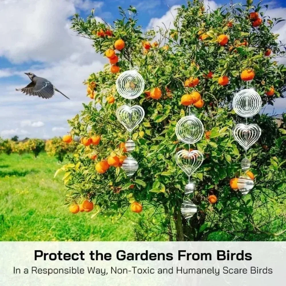 1Set 3Pcs 3D for Wind Sculptures Bird Scare Devices Outside Outdoor Garden Decor Mirrored Hanging