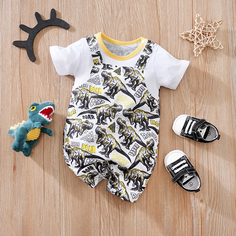 Baby Clothing Casual Clothes Fashion Printed pretty sleeve Outfit Solid  Boy Girls Summer design Baby Printed Fashion Boy yellow