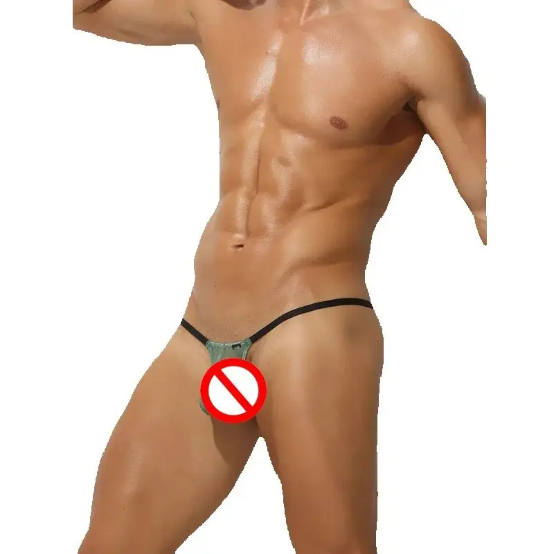 ملابس داخلية رجالية منخفضة الخصر من الحرير الجليدي رفيعة للغاية وشفافة على شكل حرف T من الخلف ملابس رياضية مثيرة للياقة البدنية ملابس شبابية سريعة الجفاف بدون خياطة #4