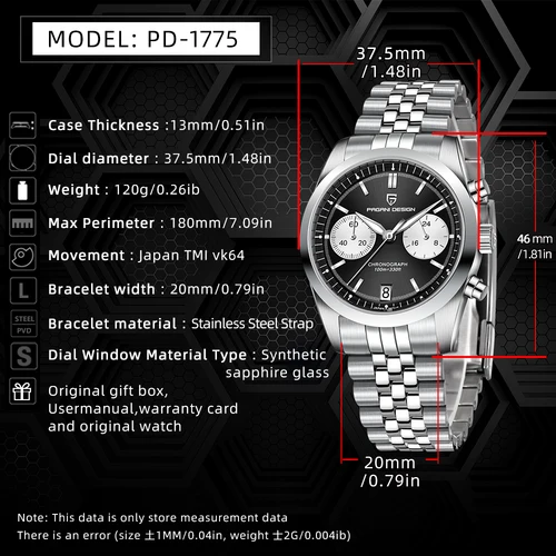 Imagen 2 del producto Reloj de Pulsera Deportivo de Cuarzo para Hombre PAGANI DESIGN Pilot 2026, Resistente al Agua, con Cristal de Zafiro, Reloj Masculino PD1775