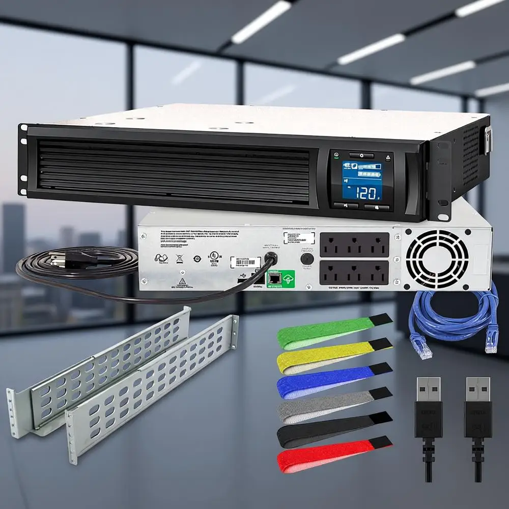 

Rack-Mounted 1500VA UPS with Sinewave Output, AVR, 120V, Network Cable & Wire Ties