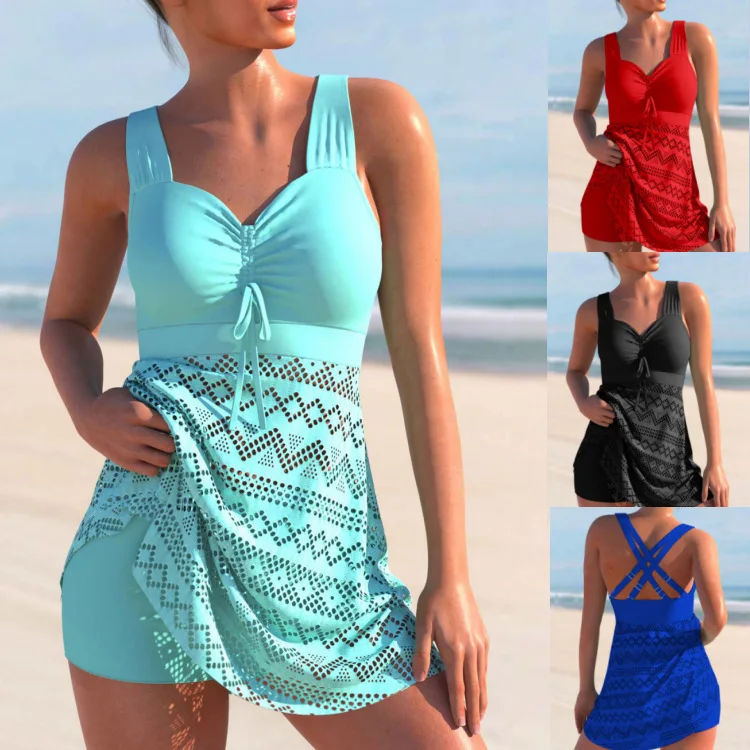 APIPEE ผู้หญิงฤดูร้อน Beachwear สุภาพสตรีหลวม Tankini ชุดว่ายน้ําผู้หญิงทาสีพิมพ์ชุดว่ายน้ําชุดว่ายน้ําเซ็กซี่ชุดบิกินี่สองชิ้น