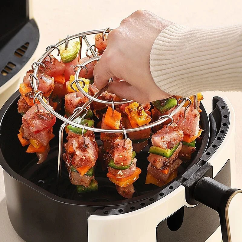 

Air Fryer Stainless Steel Vertical Grill Rack Detachable String Grill Vertical Barbecue Skewer Bracket 24 Baking Needle