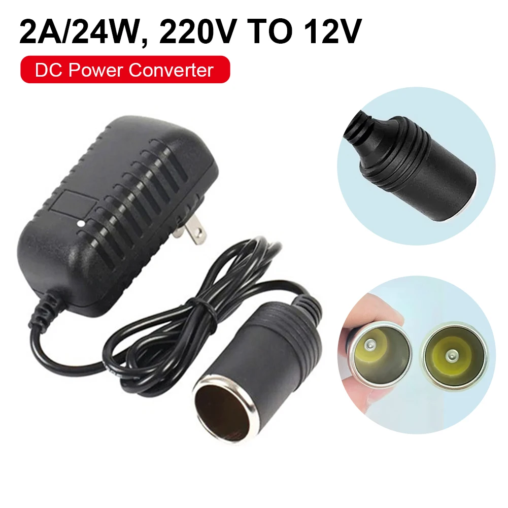 

AC to DC Converter 24W 2A Car Cigarette Lighter Socket Adapter US/EU Car Plug Outlet Adapter 110-240V to 12V DC Power Adapter