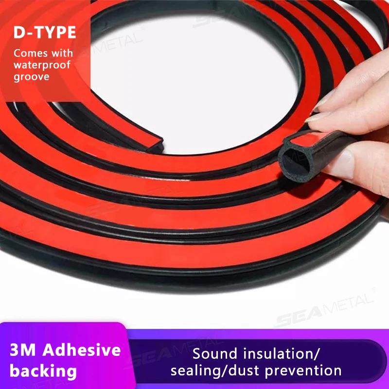SEAMETAL Car Rubber Door Sealing Big D Type Car Door Hood Trunk Seal Strip Universal Noise Insulation for Car Seals Accessories
