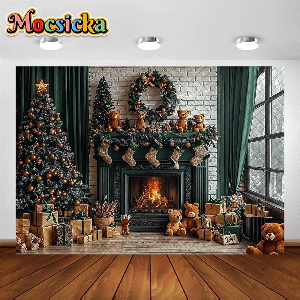 خلفية التصوير الفوتوغرافي لعيد الميلاد للأطفال ، شجرة عيد الميلاد ، نافذة ، مدفأة ، عطلة ، صورة ، خلفيات صورة ، لافتة ، لوازم الديكور