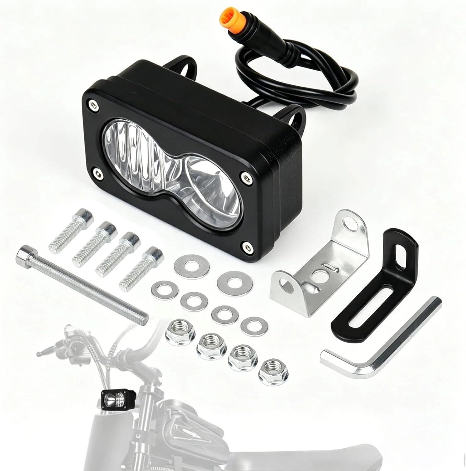 

Headlight Kit For Ridstar Q20/Q20 Lite/Q20 Pro Plug N Play 20W LED Work Light Bracket Spot Flood Pod Combo Kit Waterproof E Bike