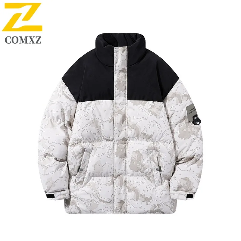 

COMXZ Men Bread Jacket Stand Collar Modern Branded Comfortable Camping Tripping Winter Padding Streetwear Glamorous Parker Coat