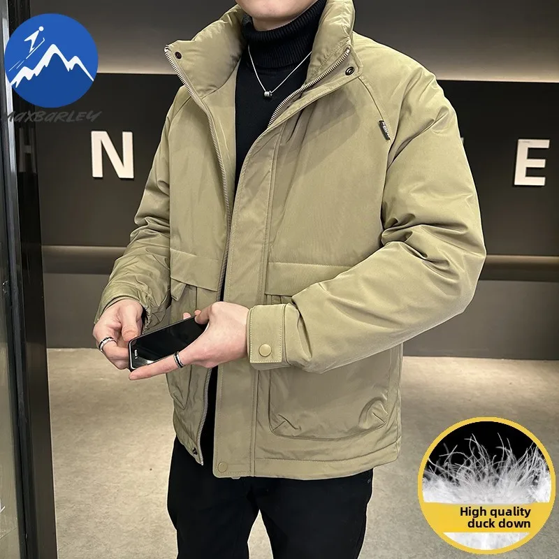 맥스바리 남성 다운 재킷 2025 패션 스탠드 칼라 아웃도어 오피스 경량 파카 비즈니스 캐주얼 따뜻한 겨울 패딩 재킷