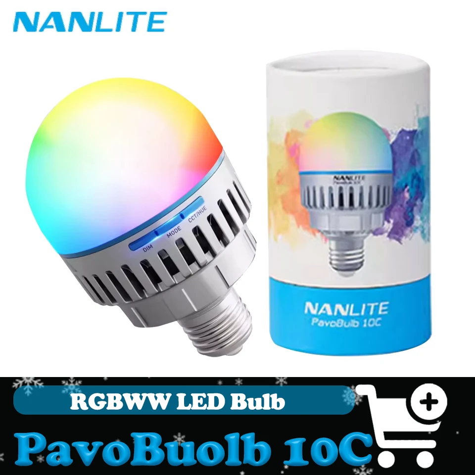

Nanlite PavoBulb 10C RGB светодиодная умная лампочка 2700K-7500K полноцветная заполняющая лампа для фотосъемки