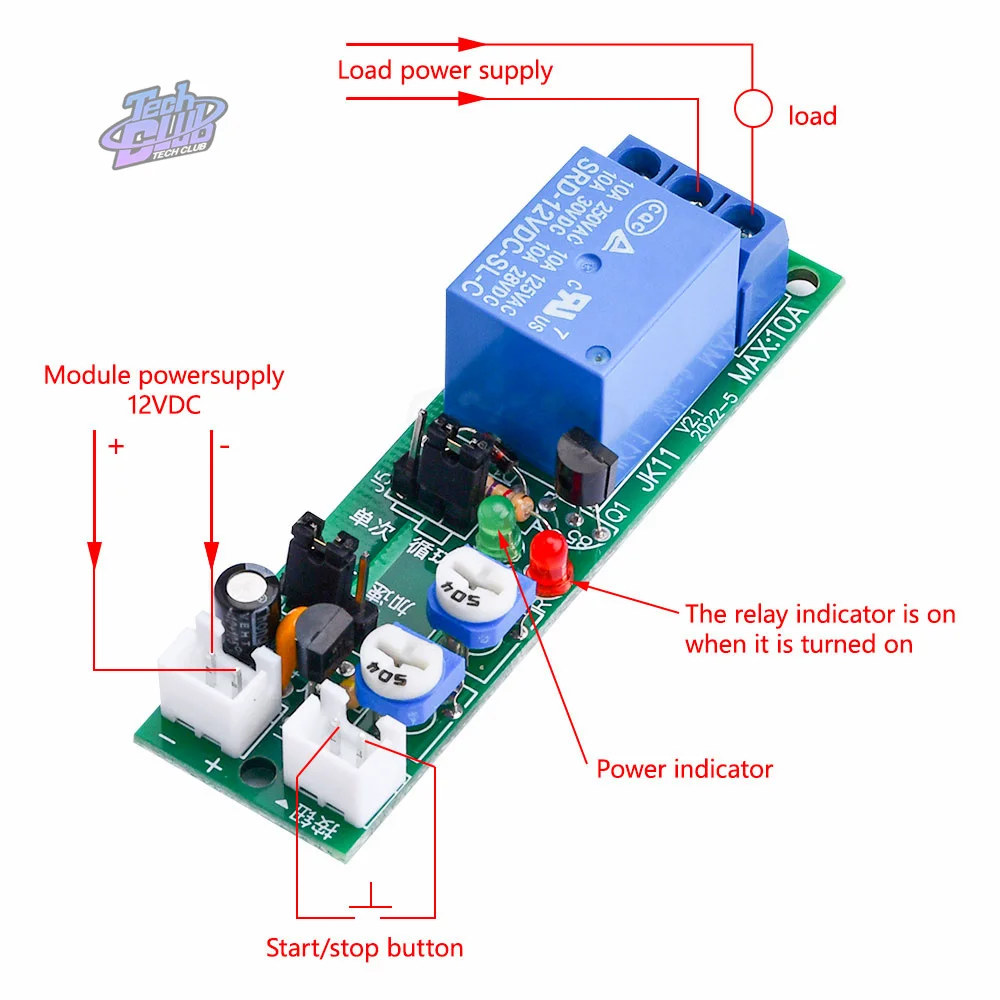 JK11 Adjustable Cycle Timer Delay Relay On/Off Switch Relay Shield DC 5V 12V 24V Timer Delay Relay Module (0-24 Hours）